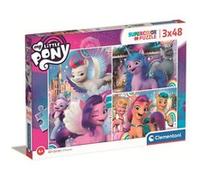Clementoni- Puzzle My Little Pony 3x48pzs Does Not Apply Supercolor Pony-3x48 Enfants 4 Ans-boîte de 3 (48 pièces), Dessin animé-fabriqué en Italie, 25275, Multicolore, Medium