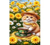 Puzzle 30 Pièces Adultes Chat Fleurs Marguerite, Défis Amusants Parfait pour la Détente Créativité, Puzzle 30 Pieces 25 x 20 cm