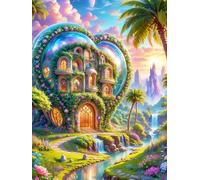 Puzzle 30 Pièces Adultes Coeur Fleur Château, 30 pièces Puzzles pour Adultes Jeu éducatif Jouets Défi, Décoration de la Maison, Cadeaux de Vacances