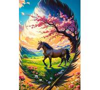Puzzle 30 Pièces Adultes Fleur Animal Cheval, Défis Amusants Parfait pour la Détente Créativité, Puzzle 30 Pieces 25 x 20 cm