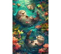 Puzzle 30 Pièces Adultes Loutre Lotus, Défis Amusants Parfait pour la Détente Créativité, Puzzle 30 Pieces 25 x 20 cm