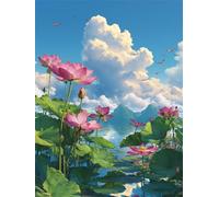 Puzzle 30 Pièces Adultes Nuage Blanc Lotus, 30 Pièces Puzzles pour Adultes Jeu éducatif Jouets Défi, Décoration de la Maison, Cadeaux de Vacances