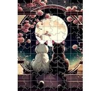 Puzzle 30 Pièces Jeux éducatif Défi Jouets Chats de la Lune Japonais Puzzles Classiques Puzzle DIY Cadeaux de l'art de la Décoration Moderne