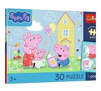 Trefl - Peppa Pig, Peppa a Un Plan - 30 pièces - Puzzle mettant en scène Les Personnages du Dessin animé, Poster Exclusif, Divertissement créatif, pour Les Enfants à partir de 3 Ans