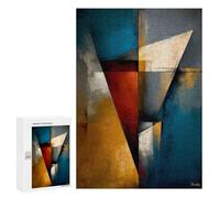 Puzzle 300 PCS Abstract Angular Structure - Blue, Gold & Red Geometry Puzzles pour Adultes, Jouet, Décoration Murale, Difficile, Difficile, Cadeaux Uniques pour Anniversaire Et Noël 300 PCS