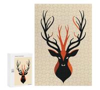Puzzle 300 PCS Abstract Deer Vector Portrait with Bold Antlers Puzzles pour Adultes, Jouet, Décoration Murale, Difficile, Difficile, Cadeaux Uniques pour Anniversaire Et Noël 300 PCS