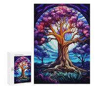 Puzzle 300 PCS Big Tree Stained Glass Puzzles pour Adultes, Jouet, Décoration Murale, Difficile, Difficile, Cadeaux Uniques pour Anniversaire Et Noël 300 PCS