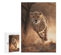 Puzzle 300 PCS Cheetah Running in Savannah Puzzle pour Adolescents Améliorez Votre Mémoire Entraînez Votre Cerveau Et Vos Mains Jouets Addictifs pour Cultiver La Patience 300 PCS