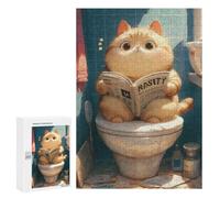 Puzzle 300 PCS Chubby Cat Toilet Reading Puzzles pour Adultes, Jouet, Décoration Murale, Motif À Assembler, Idéal comme Cadeau pour Toute La Famille 300 PCS
