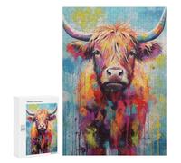 Puzzle 300 PCS Colorful Abstract Cow Painting Puzzles pour Adultes - Cadeau d'anniversaire - Jeu Difficile Et Stimulant - Cadeaux