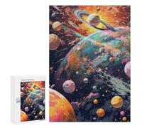 Puzzle 300 PCS Colorful Cosmic Planets Puzzles pour Adultes Améliorent La Mémoire Interaction Parent-Enfant Casse-tête Jeux De Société en Famille 300 PCS