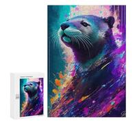 Puzzle 300 PCS Colorful Otter Art Print Puzzles pour Adultes Améliorent La Mémoire Interaction Parent-Enfant Casse-tête Jeux De Société en Famille 300 PCS