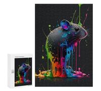 Puzzle 300 PCS Colorful Paint Dripping Rat Art Puzzles pour Adolescents - Anti-Stress - Défi Éducatif - Idée Cadeau Et Anniversaire Unique 300 PCS