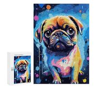 Puzzle 300 PCS Colorful Pug Art Print-20 Puzzles pour Adultes - Cadeau d'anniversaire - Jeu Difficile Et Stimulant - Cadeaux