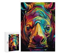 Puzzle 300 PCS Colorful Rhino Illustration Puzzles pour Adolescents - Anti-Stress - Défi Éducatif - Idée Cadeau Et Anniversaire Unique 300 PCS