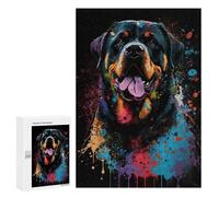 Puzzle 300 PCS Colorful Rottweiler Art Print-1 Puzzles pour Adolescents - Anti-Stress - Défi Éducatif - Idée Cadeau Et Anniversaire Unique 300 PCS