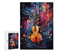 Puzzle 300 PCS Colorful Violin Artwork Puzzles pour Adultes - Cadeau d'anniversaire - Jeu Difficile Et Stimulant - Cadeaux