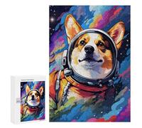 Puzzle 300 PCS Corgi Astronaut in Space -24 Puzzle pour Adolescents Améliorez Votre Mémoire Entraînez Votre Cerveau Et Vos Mains Jouets Addictifs pour Cultiver La Patience 300 PCS