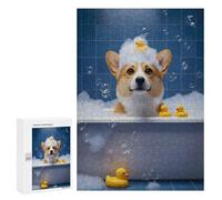 Puzzle 300 PCS Corgi in Bubble Bath with Ducks Puzzles pour Adultes Jouets Anti-Stress Vacances À La Maison Tuer Le Temps Faire Travailler Le Cerveau 300 PCS