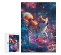 Puzzle 300 PCS Cosmic Corgi Adventure-12 Puzzles pour Adultes - Cadeau d'anniversaire - Jeu Difficile Et Stimulant - Cadeaux