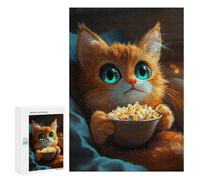 Puzzle 300 PCS Cute Cat Watching Movie Puzzles pour Adultes, Jouet, Décoration Murale, Motif À Assembler, Idéal comme Cadeau pour Toute La Famille 300 PCS
