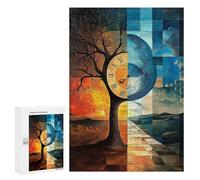 Puzzle 300 PCS Day and Night Stained Glass Surreal Artwork Puzzles pour Adultes, Jouet, Décoration Murale, Difficile, Difficile, Cadeaux Uniques pour Anniversaire Et Noël 300 PCS