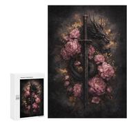 Puzzle 300 PCS Dragon Sword with Pink Flowers Puzzles pour Adolescents - Anti-Stress - Défi Éducatif - Idée Cadeau Et Anniversaire Unique 300 PCS