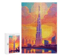 Puzzle 300 PCS Dubai Skyline Sunset Puzzles pour Adultes, Jouet, Décoration Murale, Difficile, Difficile, Cadeaux Uniques pour Anniversaire Et Noël 300 PCS