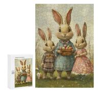 Puzzle 300 PCS Easter Bunny Family Scene Puzzle pour Adolescents Améliorez Votre Mémoire Entraînez Votre Cerveau Et Vos Mains Jouets Addictifs pour Cultiver La Patience 300 PCS