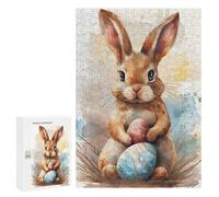 Puzzle 300 PCS Easter Bunny with Colorful Eggs Puzzles pour Adultes Jouets Anti-Stress Vacances À La Maison Tuer Le Temps Faire Travailler Le Cerveau 300 PCS