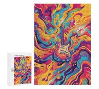 Puzzle 300 PCS Electric Guitar Music Art Print Puzzles pour Adolescents - Anti-Stress - Défi Éducatif - Idée Cadeau Et Anniversaire Unique 300 PCS