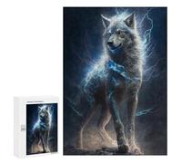 Puzzle 300 PCS Electric Wolf Fantasy Art Print Puzzles pour Adultes Améliorent La Mémoire Interaction Parent-Enfant Casse-tête Jeux De Société en Famille 300 PCS