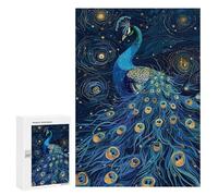 Puzzle 300 PCS Elegant Peacock in Starry Night Puzzles pour Adultes, Jouet, Décoration Murale, Difficile, Difficile, Cadeaux Uniques pour Anniversaire Et Noël 300 PCS