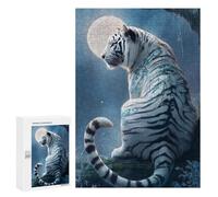 Puzzle 300 PCS Enchanted White Tiger Moonlit Forest Puzzle pour Adolescents Améliorez Votre Mémoire Entraînez Votre Cerveau Et Vos Mains Jouets Addictifs pour Cultiver La Patience 300 PCS