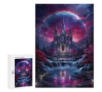 Puzzle 300 PCS Fantasy Castle with Waterfall and Rainbow Puzzles pour Adultes, Jouet, Décoration Murale, Difficile, Difficile, Cadeaux Uniques pour Anniversaire Et Noël 300 PCS
