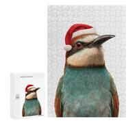 Puzzle 300 PCS Festive Bee-Eater Bird with Santa Hat Puzzles pour Adultes, Jouet, Décoration Murale, Cadeau d'anniversaire, Idéal pour Toute La Famille 300 PCS
