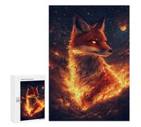 Puzzle 300 PCS Fire Light Eyes Fox Puzzles pour Adultes, Jouet, Décoration Murale, Cadeau d'anniversaire, Idéal pour Toute La Famille 300 PCS