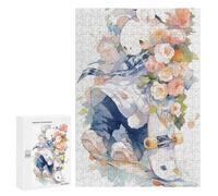 Puzzle 300 PCS Floral Skateboarder Art Print Puzzles pour Adultes - Cadeau d'anniversaire - Jeu Difficile Et Stimulant - Cadeaux