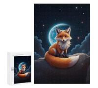Puzzle 300 PCS Fox Under The Moonlight Puzzles pour Adultes Jouets Anti-Stress Vacances À La Maison Tuer Le Temps Faire Travailler Le Cerveau 300 PCS