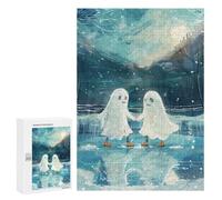 Puzzle 300 PCS Ghost Couple Ice Skating Winter Snow Puzzles pour Adultes, Jouet, Décoration Murale, Motif À Assembler, Idéal comme Cadeau pour Toute La Famille 300 PCS