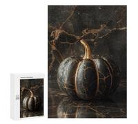 Puzzle 300 PCS Gilded Black Marble Pumpkin Decor Puzzles pour Adultes - Cadeau d'anniversaire - Jeu Difficile Et Stimulant - Cadeaux