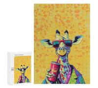 Puzzle 300 PCS Giraffe Drinking Soda Pop Puzzle pour Adolescents Améliorez Votre Mémoire Entraînez Votre Cerveau Et Vos Mains Jouets Addictifs pour Cultiver La Patience 300 PCS