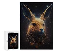 Puzzle 300 PCS Golden Rabbit Head Art Print Puzzles pour Adolescents - Anti-Stress - Défi Éducatif - Idée Cadeau Et Anniversaire Unique 300 PCS