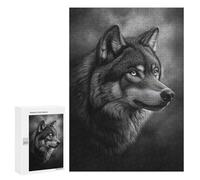 Puzzle 300 PCS Gray Wolf Portrait Print Puzzle pour Adolescents Améliorez Votre Mémoire Entraînez Votre Cerveau Et Vos Mains Jouets Addictifs pour Cultiver La Patience 300 PCS
