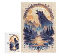 Puzzle 300 PCS Harmony Wolf Howl at Dusk Puzzles pour Adultes, Jouet, Décoration Murale, Cadeau d'anniversaire, Idéal pour Toute La Famille 300 PCS