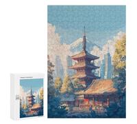 Puzzle 300 PCS Japanese Temple with Mount Fuji Backdrop Puzzles pour Adultes Jouets Anti-Stress Vacances À La Maison Tuer Le Temps Faire Travailler Le Cerveau 300 PCS