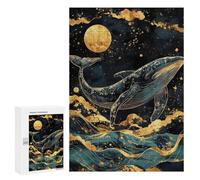 Puzzle 300 PCS Kintsugi Whale Under Moon Puzzles pour Adultes, Jouet, Décoration Murale, Difficile, Difficile, Cadeaux Uniques pour Anniversaire Et Noël 300 PCS