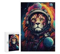 Puzzle 300 PCS Lion Astronaut in Space Puzzle pour Adolescents Améliorez Votre Mémoire Entraînez Votre Cerveau Et Vos Mains Jouets Addictifs pour Cultiver La Patience 300 PCS