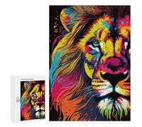 Puzzle 300 PCS Lion Pop Art Animal Face Puzzles pour Adultes, Jouet, Décoration Murale, Difficile, Difficile, Cadeaux Uniques pour Anniversaire Et Noël 300 PCS
