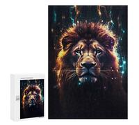 Puzzle 300 PCS Lion Water Neon Cosmic Art Puzzles pour Adultes, Jouet, Décoration Murale, Difficile, Difficile, Cadeaux Uniques pour Anniversaire Et Noël 300 PCS